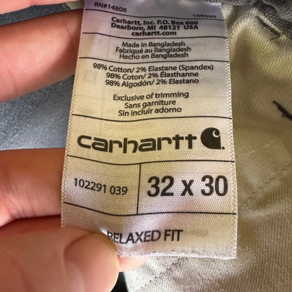 Carhartt Carpenter Pants Mens 32x30 Gray Relaxed Fit Canvas Workwear 102291